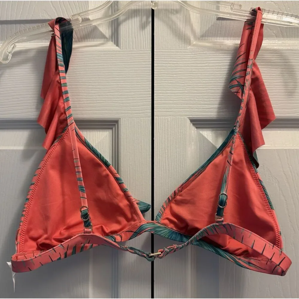 Victorias Secret Ruffled Palm Leaf Bikini Top Size XL NWOT - Picture 2 of 3